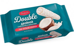 Трубочки вафельные TWIGGY "Double с кокосом в белом шоколаде", 185 г., флоу-пак