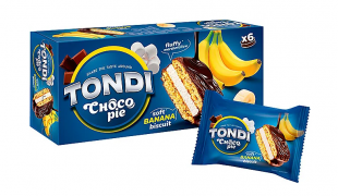 Пирожные TONDI "Choco Pie Банановые", 180 г, коробка