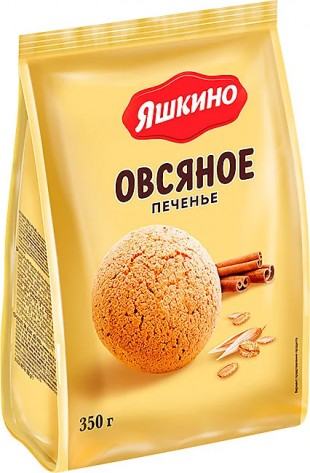 Печенье ЯШКИНО "Овсяночка", 350 г, флоу-пак