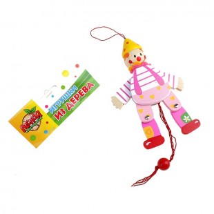 Дергунчик-марионетка на ниточке ЛЕСНАЯ МАСТЕРСКАЯ "Клоун", 13х9 см, дерево, пакет