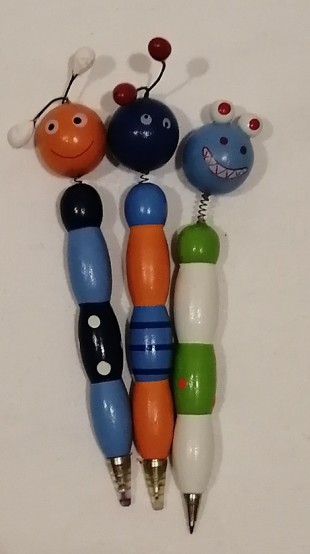 Ручка СИМА-ТОЙС "Насекомые" с игрушкой на пружинке, 12х2 см, дерево, микс