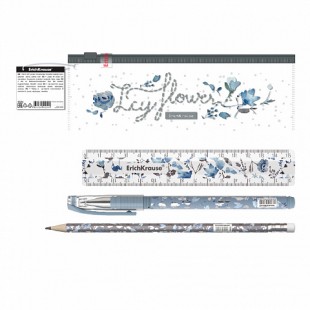 Набор ERICH KRAUSE "Frozen Beauty", 230х70 мм, ручка, карандаш, линейка в zip-пакете