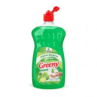 Средство для мытья посуды CLEAN&GREEN "Greeny Premium", лайм и мята, 1л