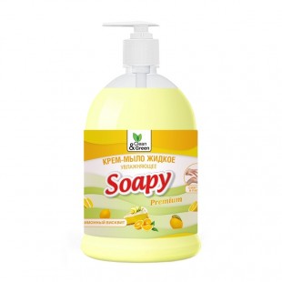 Мыло-крем CLEAN&GREEN "Soapy Premium ", увлажняющее, лимонный бисквит, 1 л