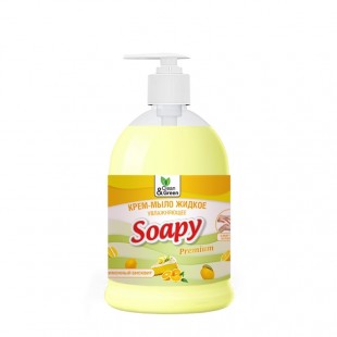 Мыло-крем CLEAN&GREEN "Soapy Premium ", увлажняющее, лимонный бисквит, 500 мл