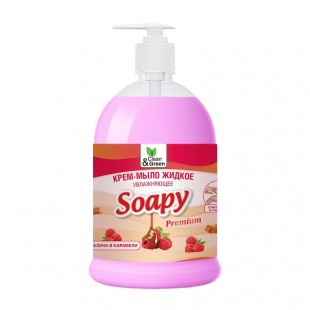 Мыло-крем CLEAN&GREEN "Soapy Premium ", увлажняющее, малина в карамели, 1 л