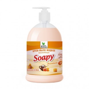 Мыло-крем CLEAN&GREEN "Soapy Premium", увлажняющее, молоко и мед, 1 л