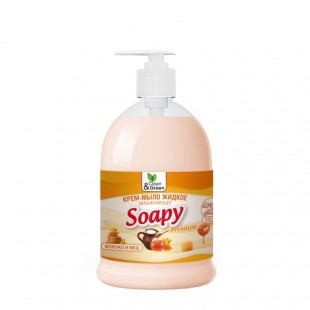 Мыло-крем CLEAN&GREEN "Soapy Premium", увлажняющее, молоко и мед, 500 мл