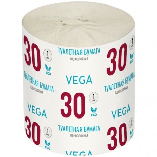 Туалетная бумага VEGA, 1 слой, 30 м, серый
