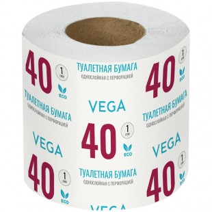 Туалетная бумага VEGA, 1 слой, 40 м, серый