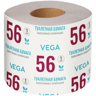 Туалетная бумага VEGA, 1 слой, 56 м,серый