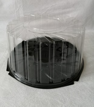 Упаковка для торта (крышка+дно), 226 мм, круглое, черное дно, прозрачная крышка