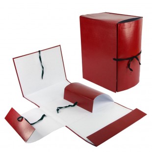 Папка архивная с завязками, 20 см, 4 завязки, бумвенил, бордовый