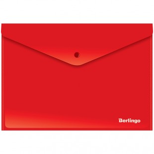 Папка-конверт на кнопке BERLINGO, А4, 180 мкм, красный, непрозрачный