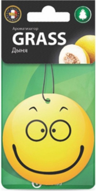 Ароматизатор подвесной GRASS "Smile/Дыня", 10 г, картон, желтый