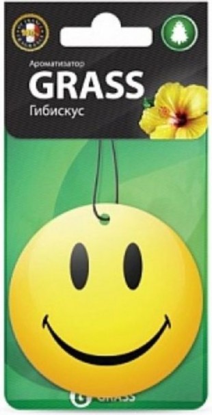 Ароматизатор подвесной GRASS "Smile/Гибискус", 10 г, картон, желтый