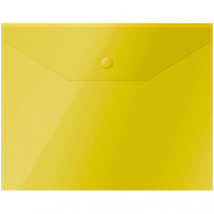 Папка-конверт на кнопке OFFICE SPACE, А5, 150 мкм, пластик, желтый