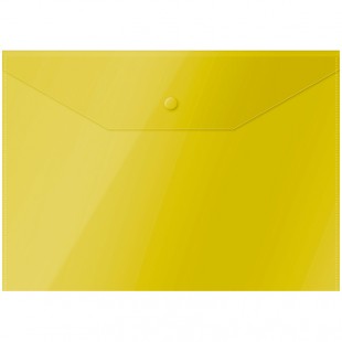 Папка-конверт на кнопке OFFICE SPACE, А4, 150 мкм, пластик, желтый