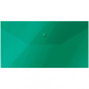 Папка-конверт на кнопке OFFICE SPACE, С6, 150 мкм, пластик, зеленый