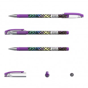 Ручка шариковая автоматическая ERICH KRAUSE "ColorTouch Purple Python", грип, узел 0,7 мм, синий