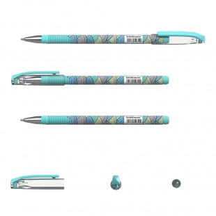 Ручка шариковая автоматическая ERICH KRAUSE "ColorTouch Emerald Wave", грип, узел 0,7 мм, синий