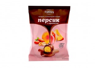 Конфеты FRUTSTORY "Персик с арахисом в шоколадной глазури", 500 г, флоу-пак