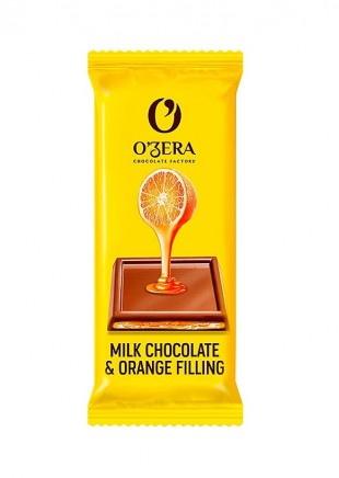 Шоколад молочный OZERA "Milk & Orange filling", желейная апельсиновая начинка, 24 г, флоу-пак