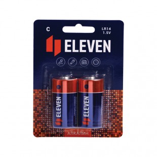 Батарейка алкалиновая ELEVEN, C-LR14, BC2, комплект 2 штуки