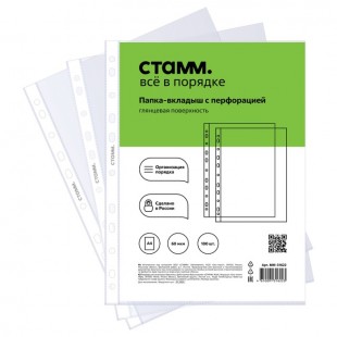 Папки-файлы СТАММ , А4, 60 мкм, глянцевый, комплект 100 шт