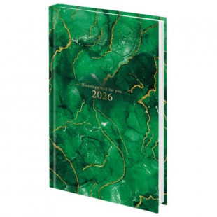 Ежедневник 2026  STAFF "Green Marble", А5, 160 листов, твердый переплет