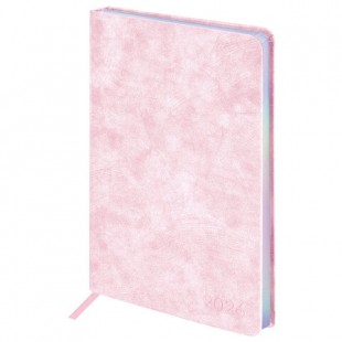 Ежедневник 2026  BRAUBERG "Ice", А5, 168 листов, под кожу, розовый