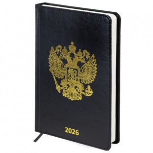Ежедневник 2026  BRAUBERG "State", А5, 168 листов, под кожу, черный