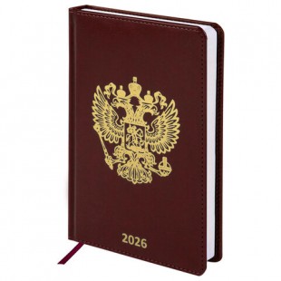Ежедневник 2026  BRAUBERG "State", А5, 168 листов, под кожу, коричневый