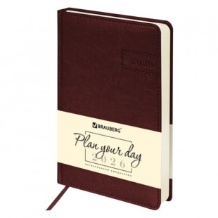 Ежедневник 2026  BRAUBERG "Imperial", А5, 168 листов, под кожу, коричневый