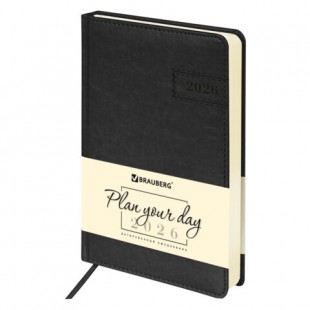 Ежедневник 2026  BRAUBERG "Imperial", А5, 168 листов, под кожу, черный