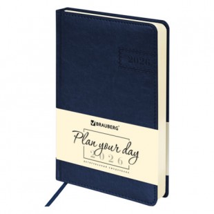 Ежедневник 2026  BRAUBERG "Imperial", А5, 168 листов, под кожу, синий