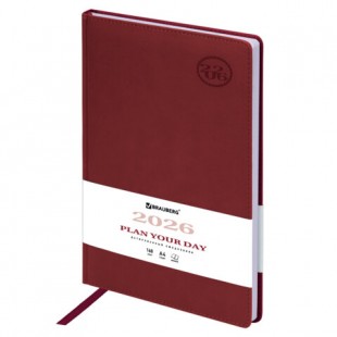Ежедневник 2026 BRAUBERG "Favorite", А4, 168 листов, под кожу, бордо