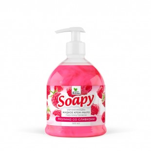 Мыло-крем CLEAN&GREEN "Soapy" с перламутром, увлажняющее, малина со сливками, 500 мл