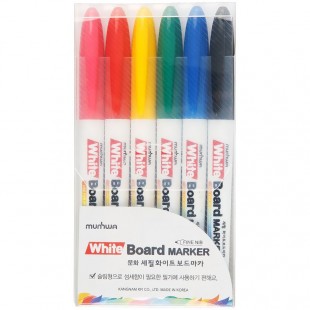 Набор маркеров для белых досок Munhwa 6 цветов., пулевидный, 2мм