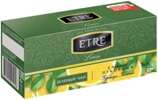 Чай зеленый ETRE "Lemon" с лимоном,  50 г, 25 пакетиков, коробка