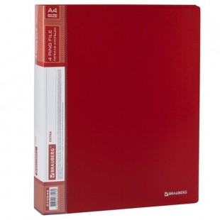 Папка на 4 кольцах BRAUBERG EXTRA, 40 мм, 800 мкм, красный