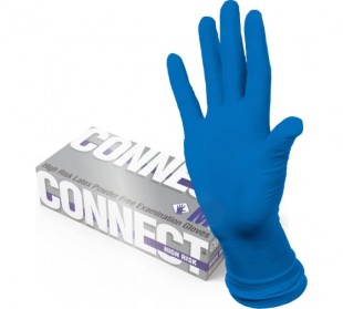 Перчатки латексные смотровые CONNECT "High Risk", размер M, синий, комплект 50 штук (25 пар)