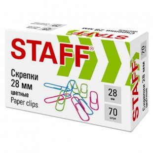 Скрепки STAFF, 28 мм, комплект 70 штук, винил