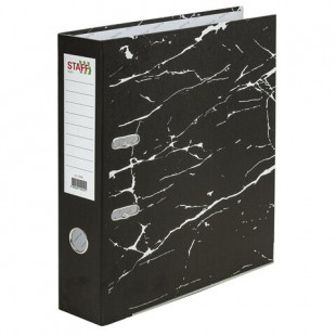 Папка-регистратор STAFF "Profit", 75 мм, мрамор, с уголком, черный