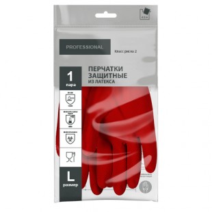 Перчатки хозяйственные ADM Professional КЩС, размер L, латекс, красный