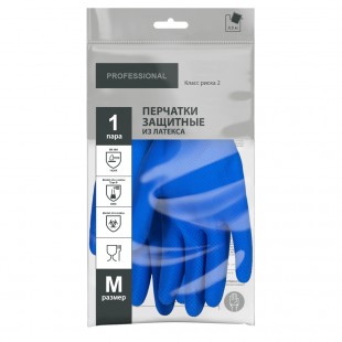 Перчатки хозяйственные ADM Professional КЩС, размер M, латекс, синий