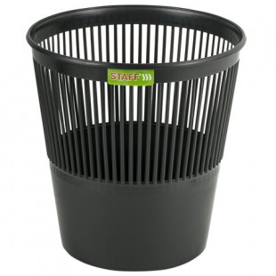 Корзина для бумаг STAFF "Basic" 9 л, сетчатая, пластик, черный