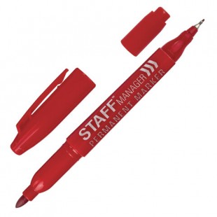 Маркер перманентный двусторонний STAFF "Manager" PM-625, наконечник 0.8/2.2 мм мм, красный