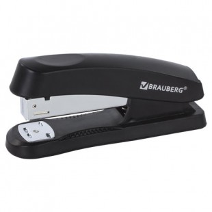 Степлер BRAUBERG "Standard+", №24/6, 26/6, на 30 листов, пластик, черный