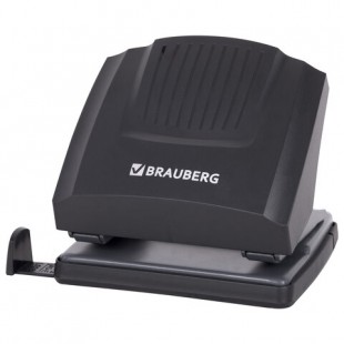 Дырокол с линейкой BRAUBERG "SUPER", на 30 листов, черный